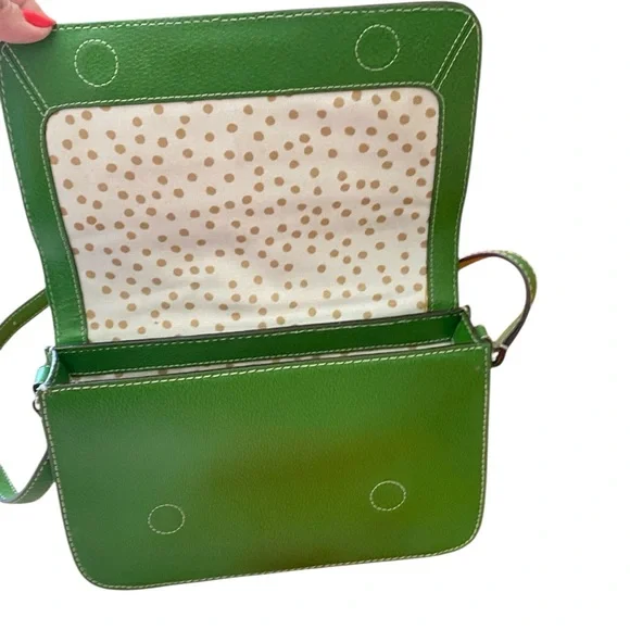 Kate Spade Wellesley Flynn Crossbody Bag Lime Green Leather Purse Dark Academia - Picture 5 of 13